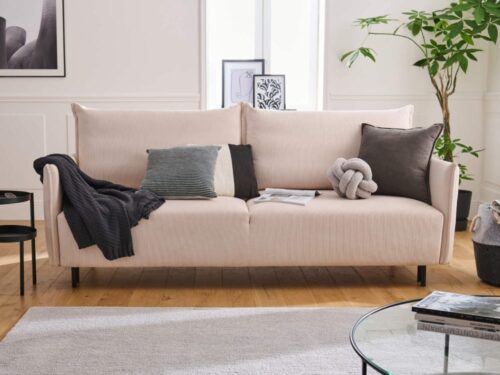 canapé 3 places Valentina (Lisa Design) – velours côtelé convertible - vue détaillée