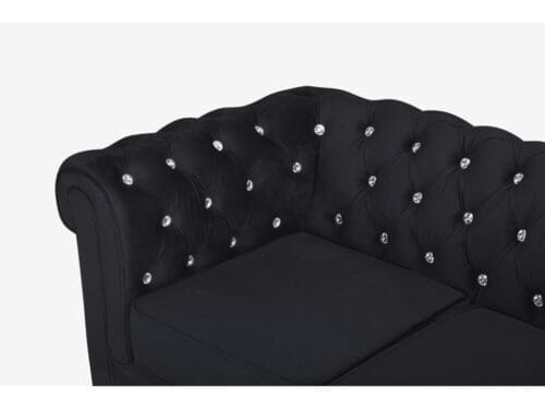 Canapé Chesterfield en velours noir (3 places), vente-unique.com