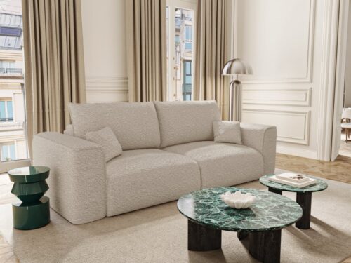 canapé Como Premium Interiors : convertible italien, vrai matelas Dunlopillo et élégance beige - vue détaillée