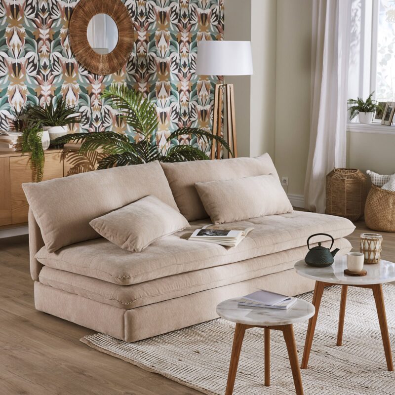 Canapé Clio Maisons du Monde : avis et test du convertible 2/3 places (tissu recyclé)
