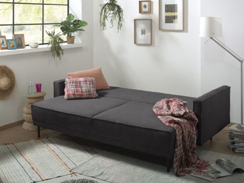 Test du canapé convertible 3 places Lisa Design Charlie en velours côtelé (gris)