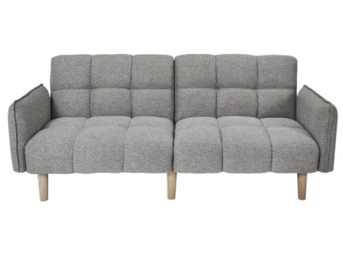 canapé convertible Calicosy en tissu capitonné gris - CoteCanape.fr