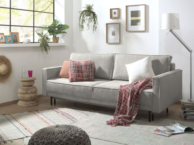 canapé convertible Lisa Design Charlie (3 places, velours côtelé) - vue détaillée