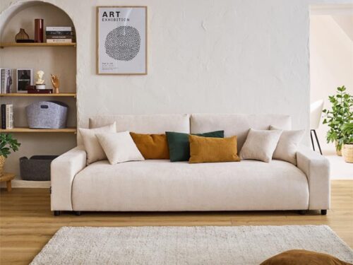 canapé convertible Lisa Design Pivoine (velours côtelé, 3 places) - vue détaillée