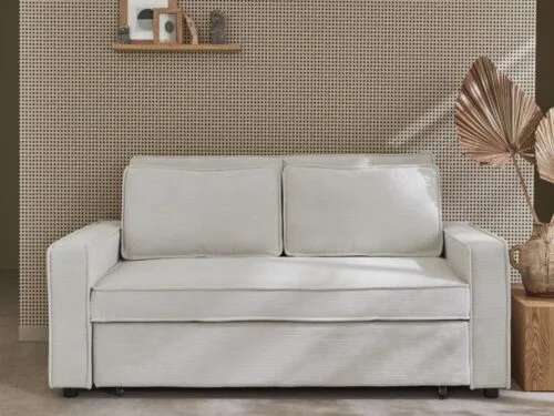 canapé convertible sweeek en velours côtelé (Beige) – 3-en-1 futé - vue détaillée