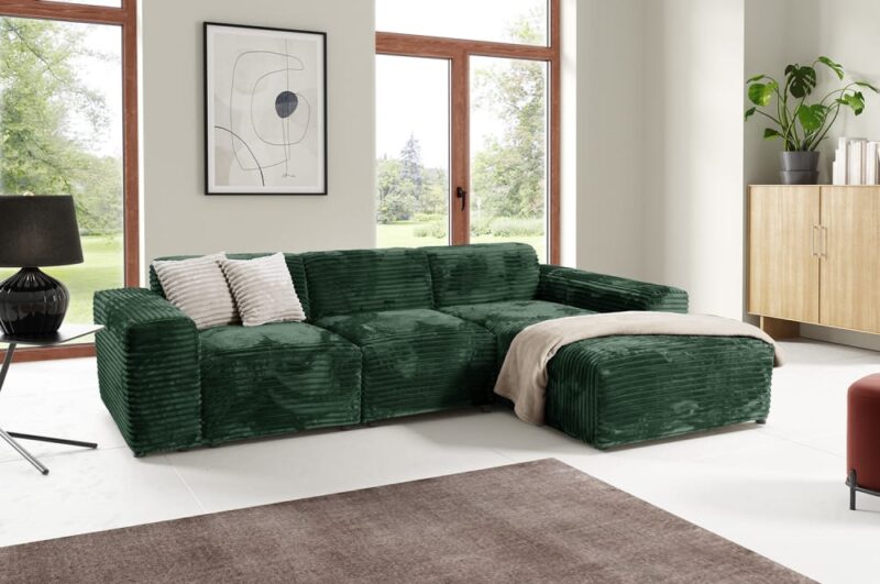 Test du canapé d’angle BRISIA (TENDENCIO) : modernité, élégance et velours côtelé