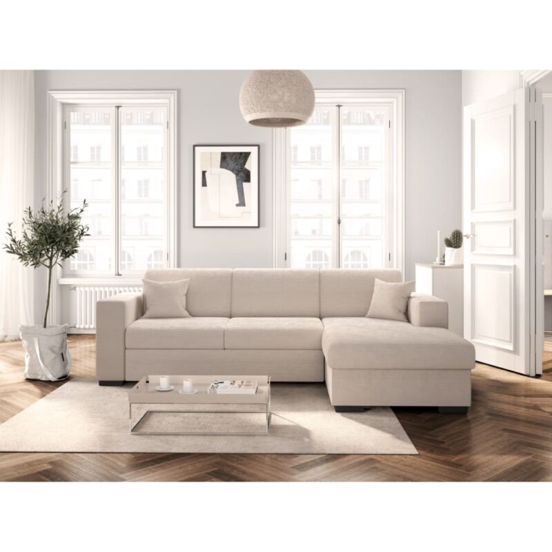 test-du-canape-dangle-convertible-usinestreet-fuji-xl-velours-cotele_3-1.jpg canapé d’angle convertible Usinestreet FUJI XL (velours côtelé) - mise en situation