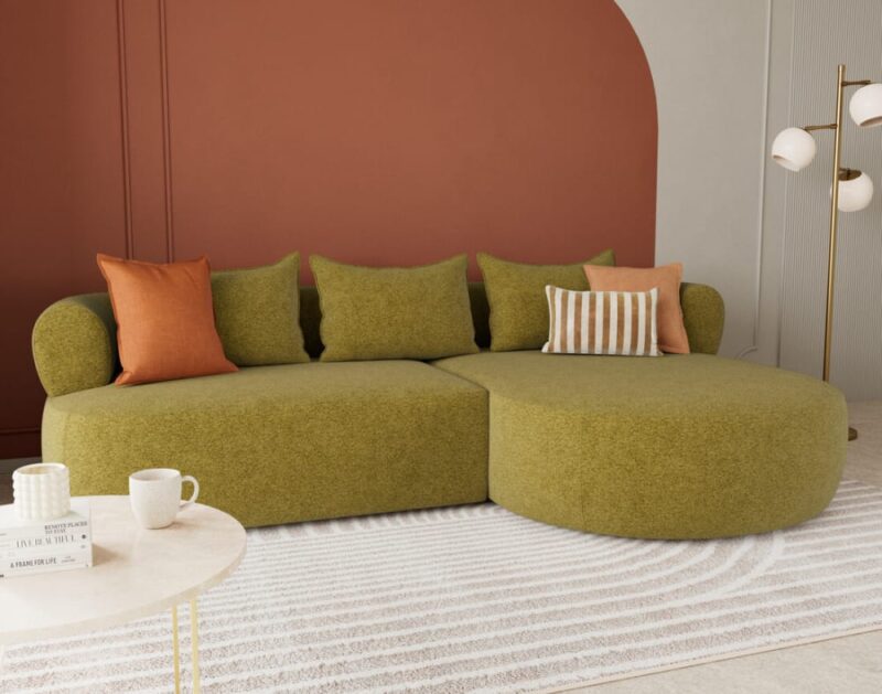 Test du canapé d’angle droit Lisa Design Angela (velours vert)