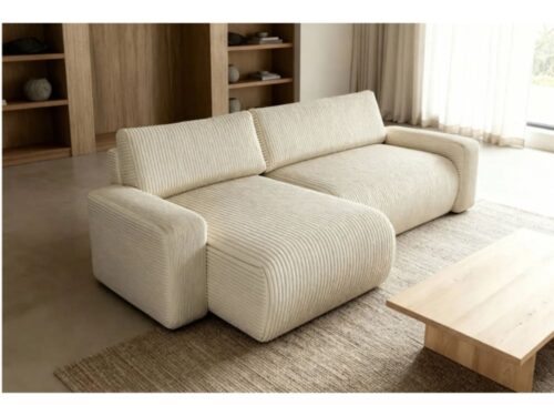 canapé d’angle LUCIE de Casanova Paris : confort modulable en velours beige - CoteCanape.fr