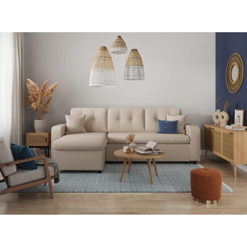 Test du canapé d’angle MARIUS (Usinestreet, Beige) – convertible et réversible