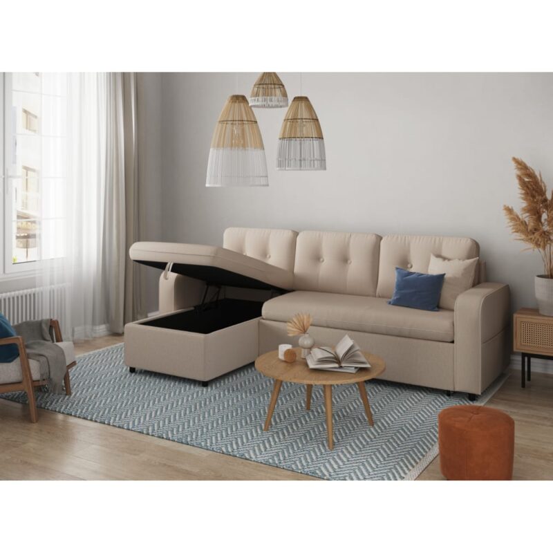 Test du canapé d’angle MARIUS (Usinestreet, Beige) – convertible et réversible