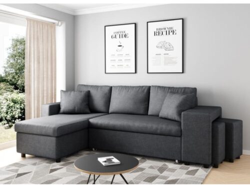canapé d’angle OSLO Usinestreet : 3 places, convertible, coffre et poufs - CoteCanape.fr