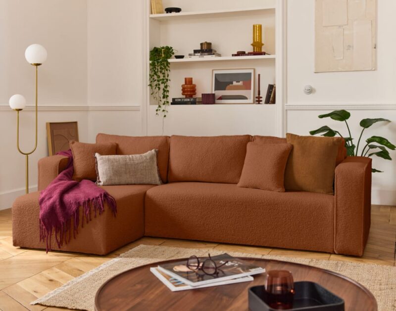 Test du canapé d’angle réversible TOPAZE de Best Mobilier (bouclette rouge)