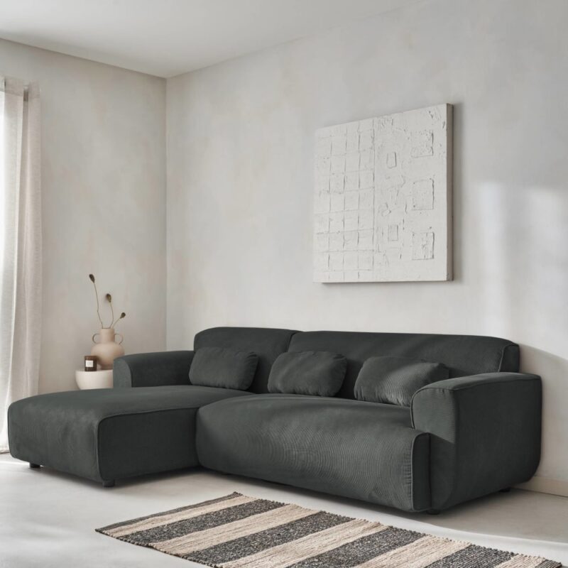 Test du canapé d’angle sweeek en velours côtelé (Gris) — simple, chic et cosy