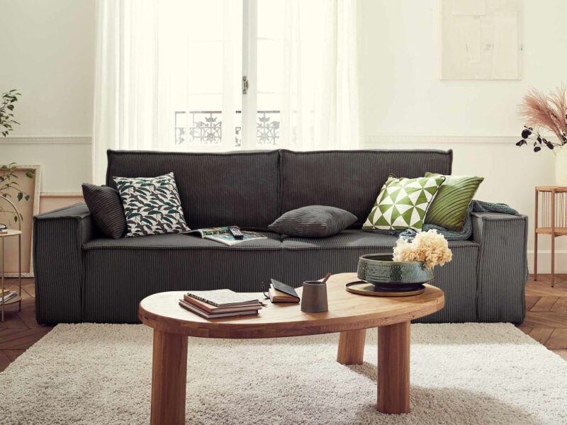 Test du canapé Dellia (Best Mobilier) : 3 places, velours côtelé, convertible