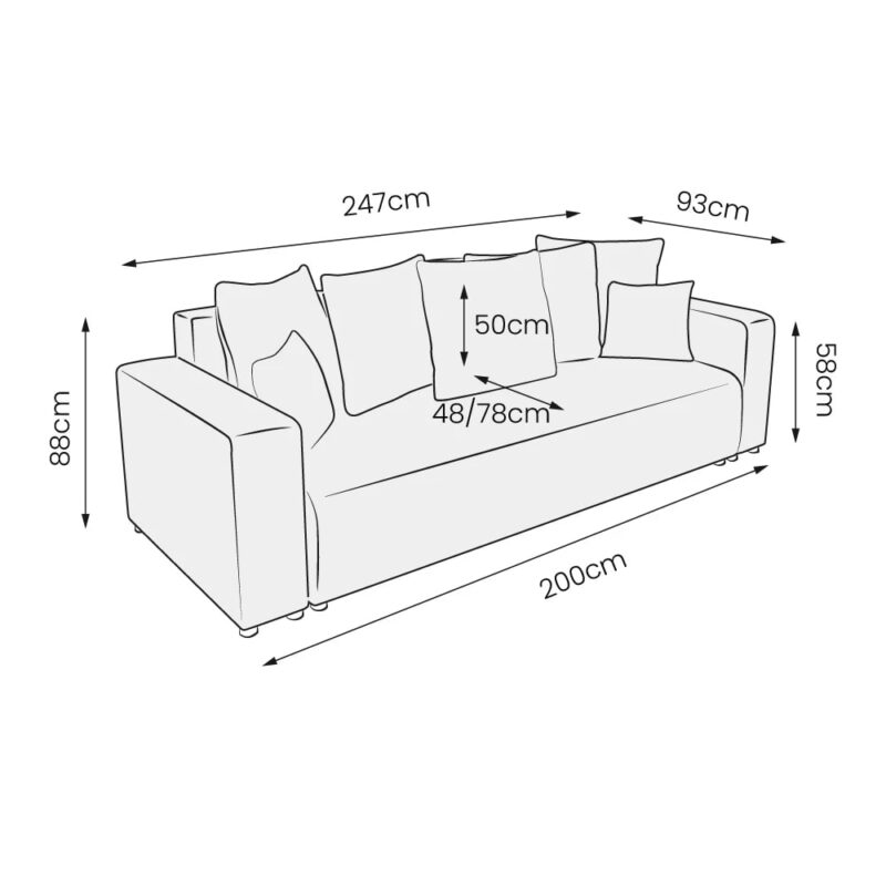 Test du canapé droit Nazar en tissu beige avec méridienne