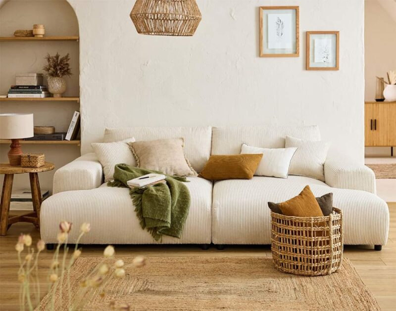 canapé Lisa Design Garance (4 places) en velours côtelé - CoteCanape.fr