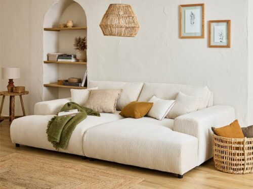 canapé Lisa Design Garance (4 places) en velours côtelé - vue détaillée