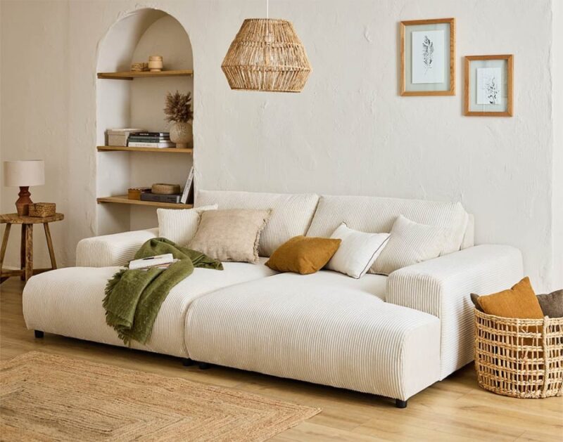 canapé Lisa Design Garance (4 places) en velours côtelé - vue détaillée