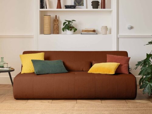 canapé Lisa Design Onyx – 3 places en velours côtelé (Rouge) - vue détaillée