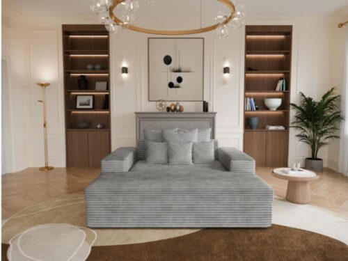 canapé LISBONNE – Casanova Paris (velours côtelé gris) - CoteCanape.fr