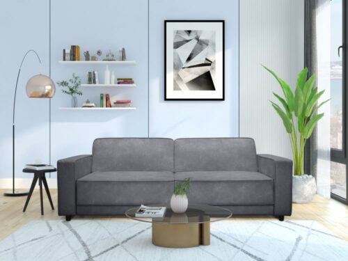 canapé-lit 3 places Dorel Home (Gris) : suspension ondulée, réglage manuel et certification FSC - CoteCanape.fr