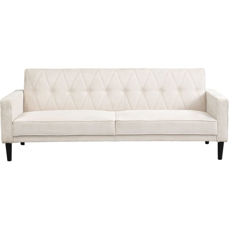 Test du canapé-lit Loft24 en tissu côtelé blanc (3 places) : élégant, pratique, accueillant