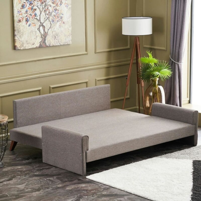 canapé-lit taupe SPLIT (dos droit) – Pier Import - vue détaillée