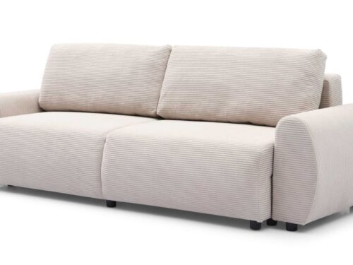 canapé Menzzo TRAVIATA : 3 places convertible en velours côtelé beige - CoteCanape.fr