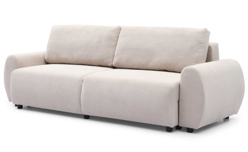 Test du canapé Menzzo TRAVIATA : 3 places convertible en velours côtelé beige