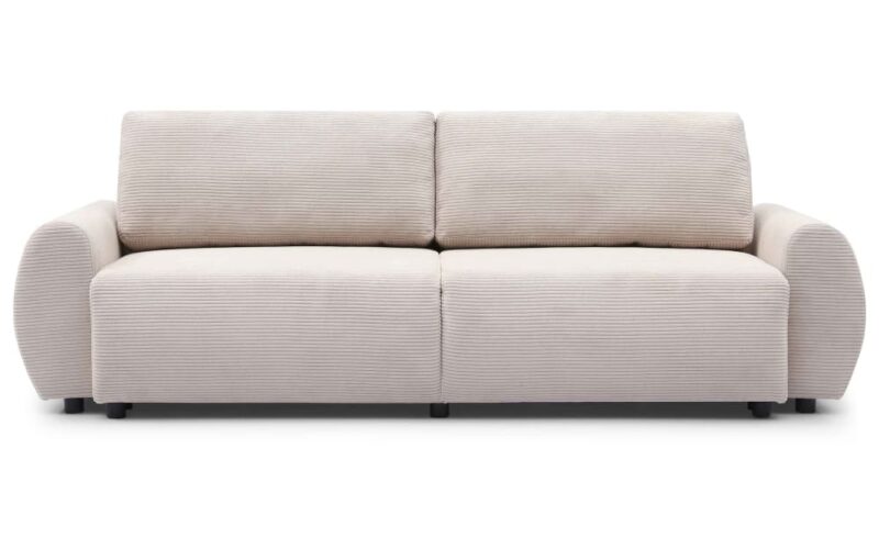 Test du canapé Menzzo TRAVIATA : 3 places convertible en velours côtelé beige