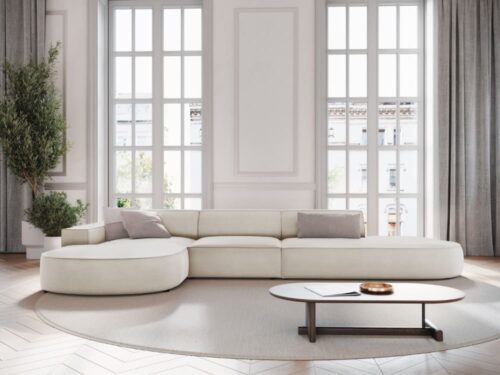 canapé Micadoni Home : velours synthétique beige, doux… et costaud - vue détaillée