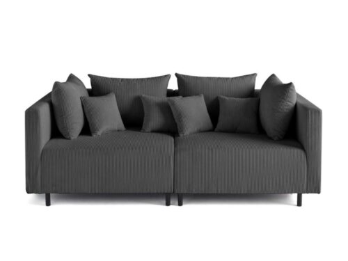 canapé modulable Lisa Design Edinburg (2 places, velours côtelé gris) - CoteCanape.fr