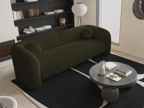canapé Nola (SIA Home) : coussins boules, look tendance et douceur moderne - vue détaillée
