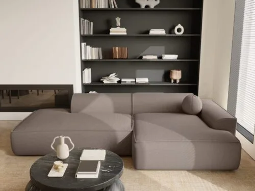 Canapé Sia Home en velours taupe (260 cm) : élégance à vivre - Canapé Sia Home