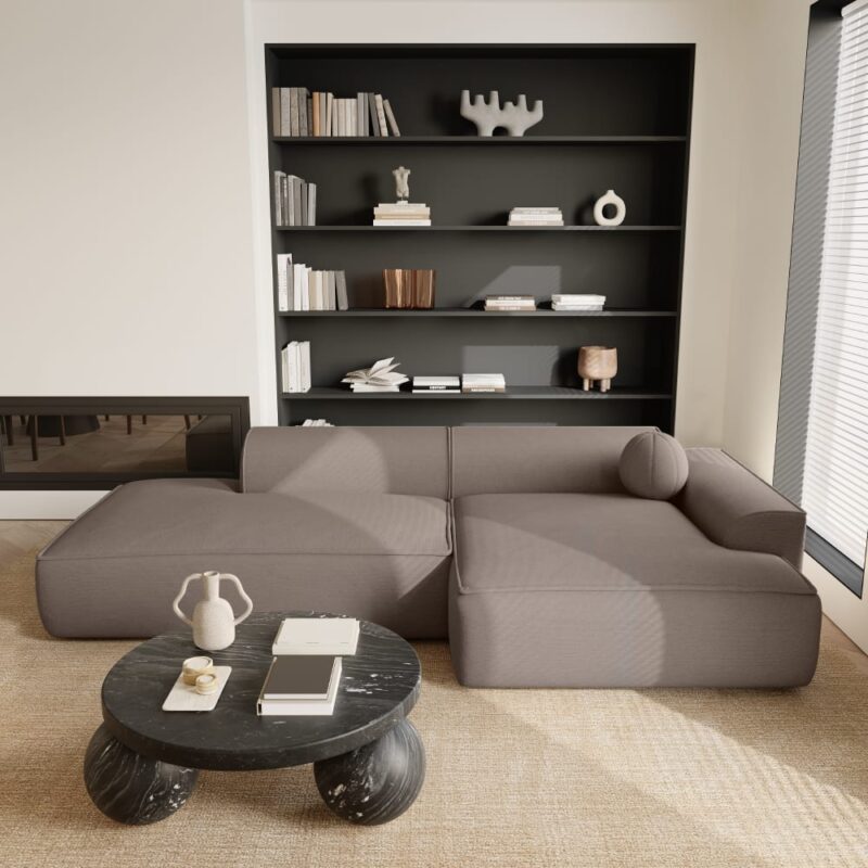 canapé SIA Home en velours taupe (260 cm) : élégance à vivre - CoteCanape.fr