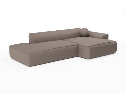 canapé SIA Home en velours taupe (260 cm) : élégance à vivre - vue détaillée