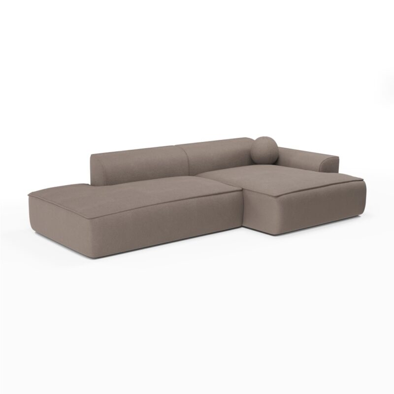 canapé SIA Home en velours taupe (260 cm) : élégance à vivre - vue détaillée