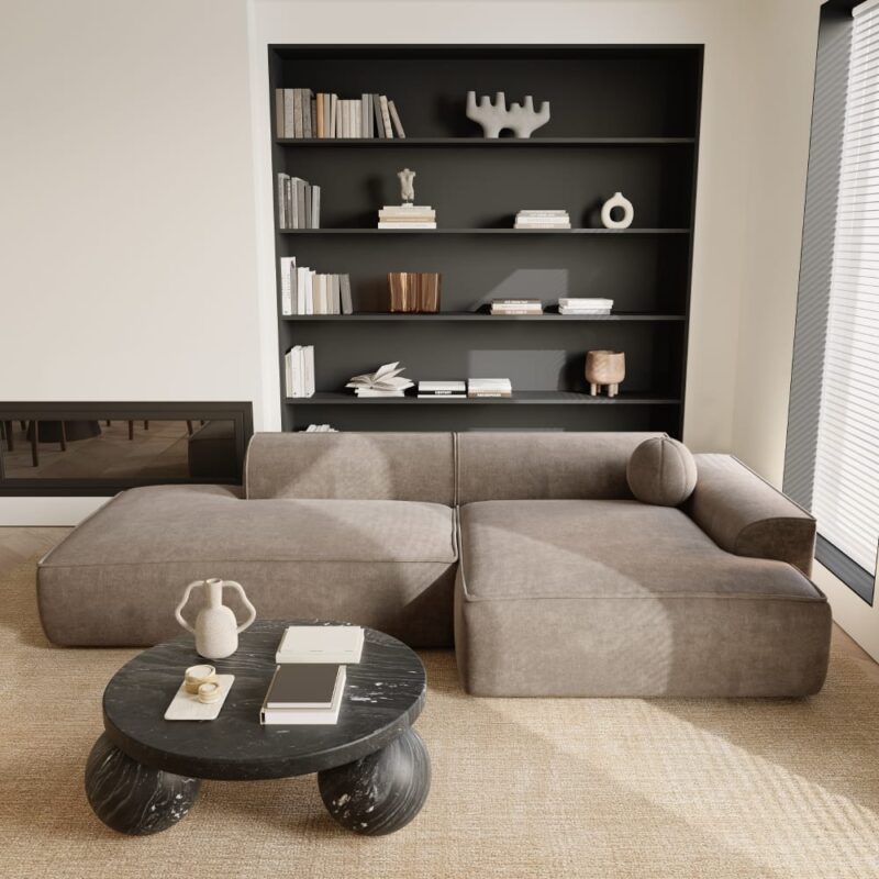 Test du canapé SIA Home en velours taupe (260 x 155 cm)