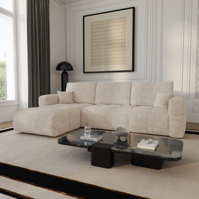 Test du canapé VIBE Premium Interiors : design arrondi, coffre noyer et couchage express