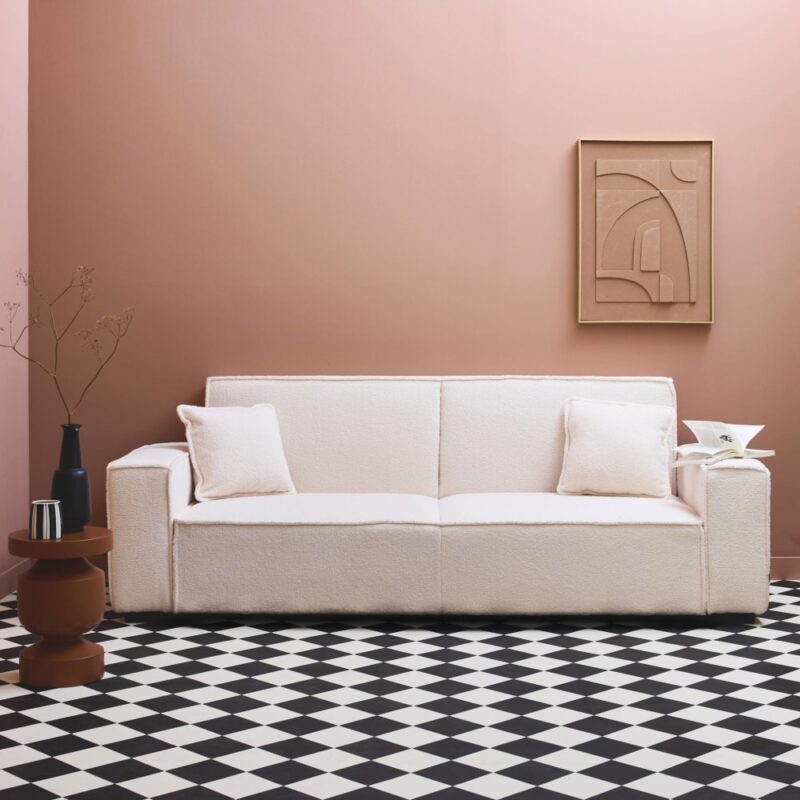 Test du sweeek FEEL : le canapé 3 places bouclette qui sait tout faire