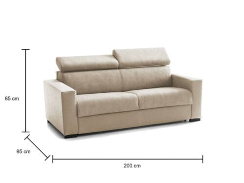 Talamo Italia Canapé-Lit 3 places (200x95x85) Beige, ouverture