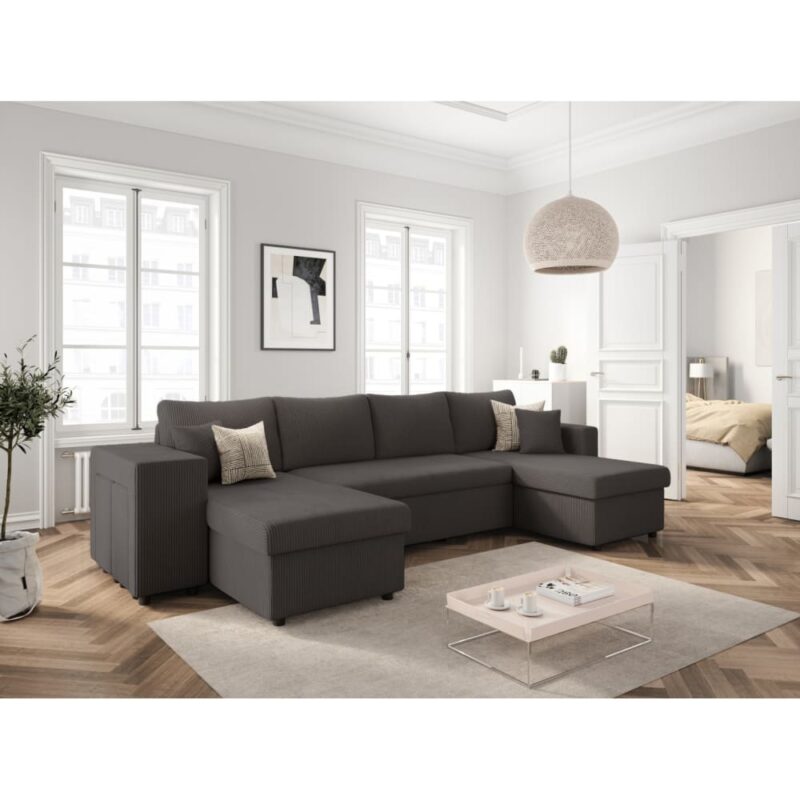 Test du Usinestreet OSLO : canapé panoramique convertible en velours côtelé