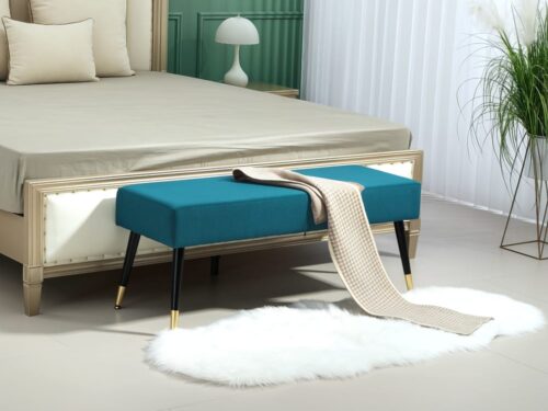 HOMCOM – Banc bout de lit velours vert (15 cm de mousse, 220 kg) - vue détaillée