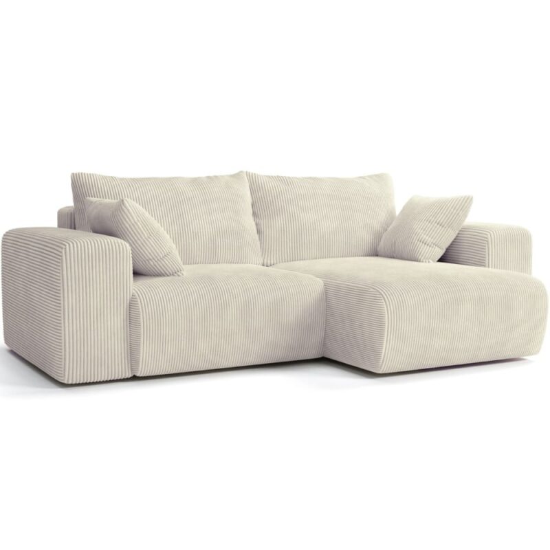 Test Homifab Amara : le canapé d’angle convertible en velours côtelé qui cocoonne (et range)