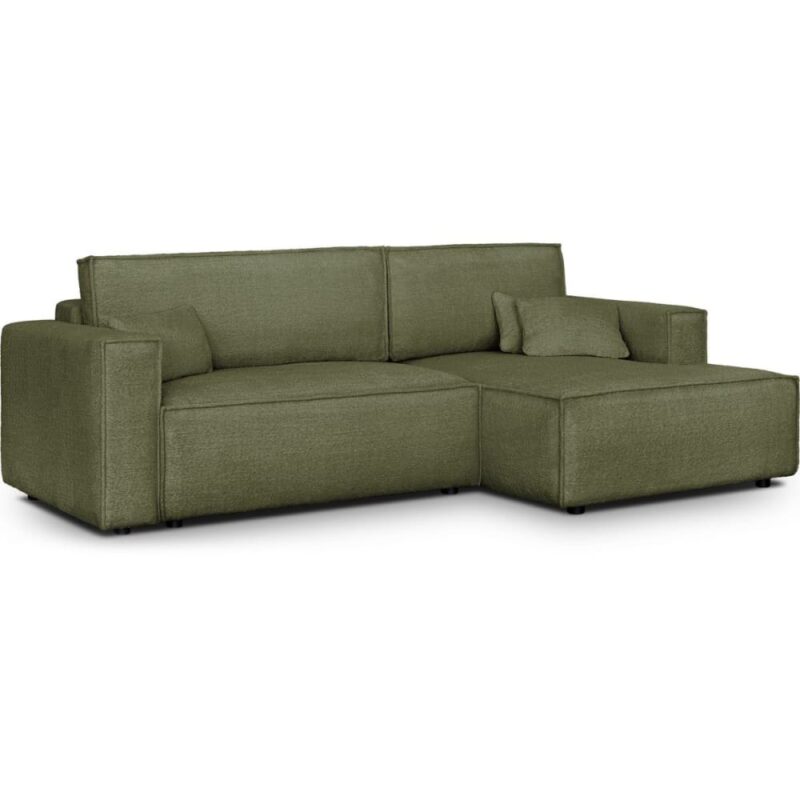 Test Homifab Asti : canapé d’angle convertible 3 places en tissu bouclé