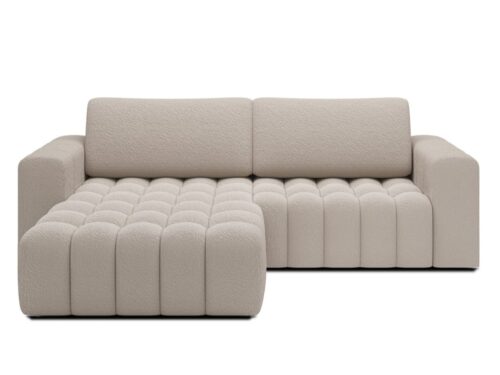 INTENSE DECO Clovis : canapé d’angle gauche convertible en bouclette beige - CoteCanape.fr