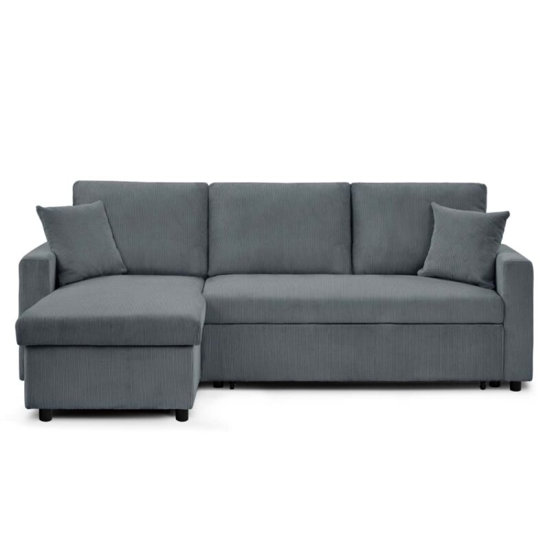 Test INTENSE DECO Rico – Canapé d’angle convertible réversible 5 places en velours côtelé