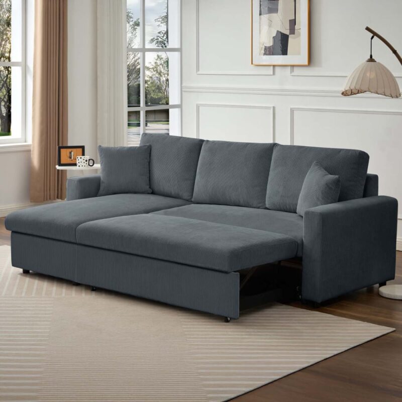 Test INTENSE DECO Rico – Canapé d’angle convertible réversible 5 places en velours côtelé