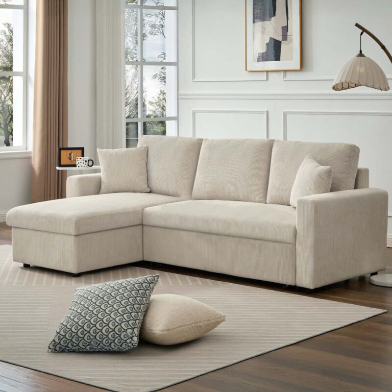 Test INTENSE DECO Rico : canapé d’angle convertible réversible 5 places en velours côtelé